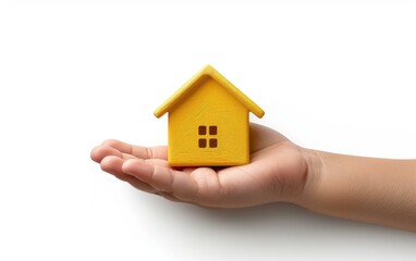 Hand Holding Small Yellow House Model