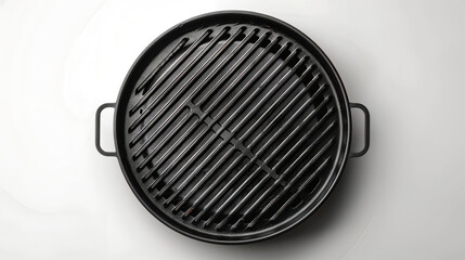 Premium Black Non-Stick Grill Pan with Handles, Ideal for Perfectly Grilled Meats and Vegetables isolated on a white background