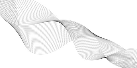 Modern geometric abstract line vector background with curved lines, Abstract dynamic black color lines, waves. technology line stripe isolated science digital flowing black line, Modern black lines.