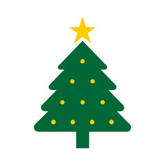 Christmas tree with dots outline icon isolated on white