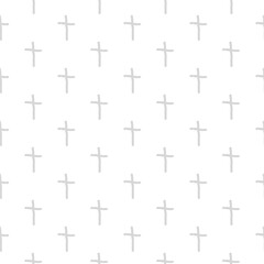 Christian cross hand drawn icon seamless pattern on white