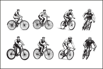 Fototapeta premium Modern Bicycle Symbols Pack: Editable Stroke Cycling Icons
