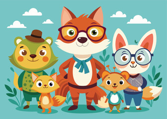 Fototapeta premium Whimsical Animal Characters for Children's Books Fun and Imagination Come to Life