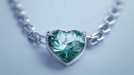 A heart shaped pendant with a blue stone in the center