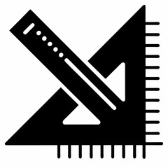 Ruler and setsquare Black silhouette