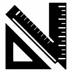 Ruler and setsquare Black silhouette