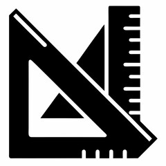 Fototapeta premium Ruler and setsquare Black silhouette