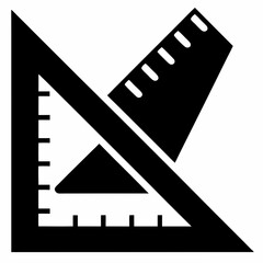 Ruler and setsquare Black silhouette