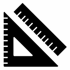 Ruler and setsquare Black silhouette