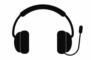 Headphone silhouette isolated on a white background
