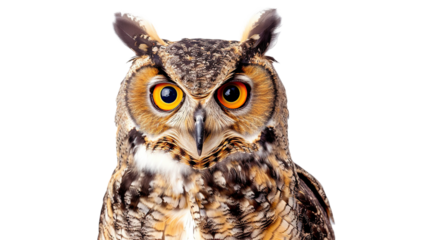 Owl bird isolated on transparent background, PNG
