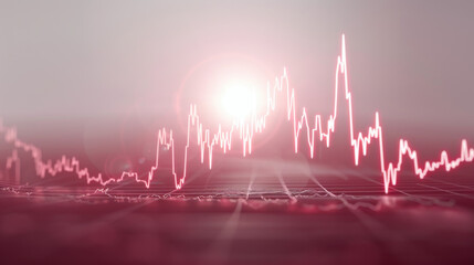 A red and pink graph with a yellow sun in the background