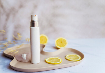 Vitamin C serum with orange fruit