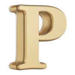 3D Alphabet Letter P Golden Font