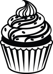 decorative cupcake silhouette, cupcake icon  vector illustraton 