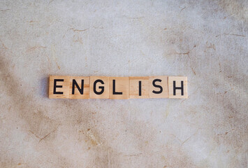 Fototapeta premium Learn English Language Education Concept with wooden blocks . 