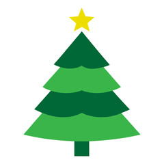 Christmas tree with star icon isolated on white