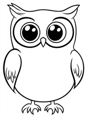 Fototapeta premium Delightful and simple owl coloring page designed for toddlers, perfect for fostering creativity and fine motor skills during playtime