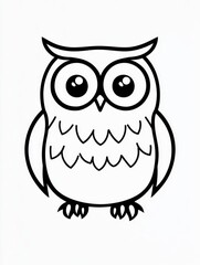 Fototapeta premium A whimsical owl coloring page designed for toddlers to explore their creativity and artistic skills at home during a fun activity
