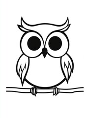 Fototapeta premium A delightful owl coloring page for young children featuring a simple, cute design perfect for toddlers to explore creativity and develop motor skills