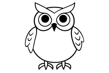 Obraz premium Delightful owl coloring page for toddlers with simple outlines and charming features, perfect for imaginative play and artistic expression at home
