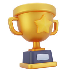 a 3D Yellow Trophy with a Star on it
