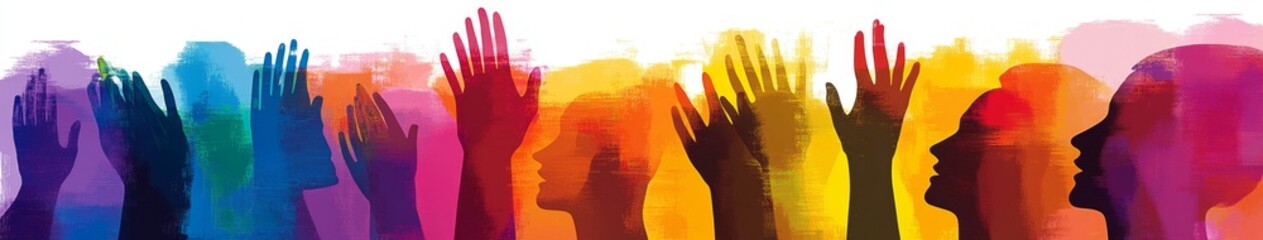 Vibrant Abstract Diversity: Promoting Inclusive Employment Policies for Multicultural Equity. Colorful Minimalist Design Celebrating Cultural Freedom and Social Justice. Elegant Composition with Copy 