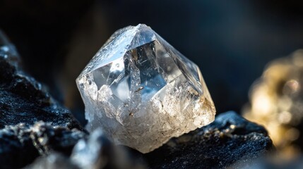 Obraz premium A macro shot of a rough diamond, showcasing the natural beauty of the gem before it is cut and polished