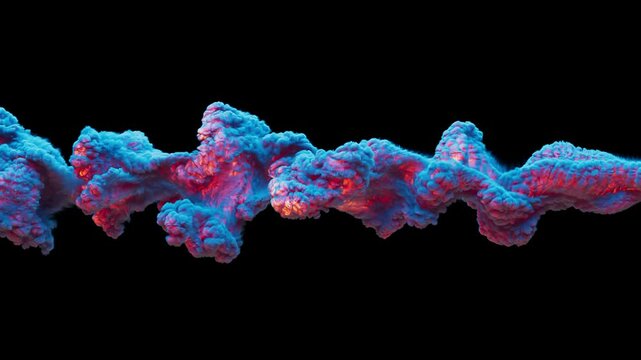 Animation of blue smoke emitting red flame. With alpha channel. As the blue thick smoke moves across the screen, a red flame is formed inside it.