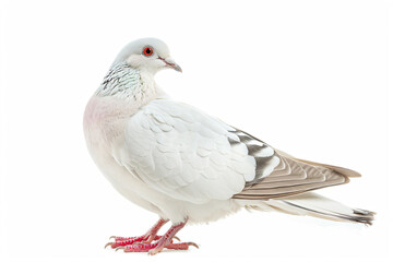 Fototapeta premium a pigeon standing on a white surface with a red beak