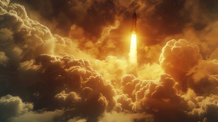 Fototapeta premium Rocket Blasting Off on a Website