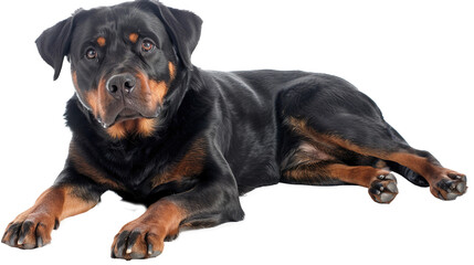 Fototapeta premium Rottieweiler dog full body shot isolated on transparent background, PNG