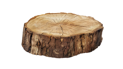 Round wood stump isolated on transparent background, PNG
