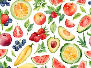 watercolor style  Healthy Eating and Dieting Tips with Nutritious Meals