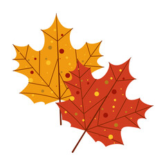 Draw illustration autumn leaves For fall autumn season concept flat style. White background