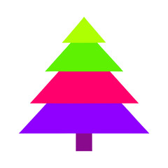 Geometric neon Christmas tree icon isolated on white