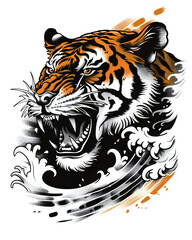 Obraz premium Tiger very simple traditional tattoo flash styles illustration