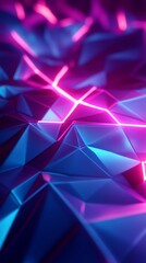Futuristic 3D Abstract Background with Layered Polygons and Neon Highlights