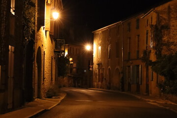 old french village in the darkness of the night