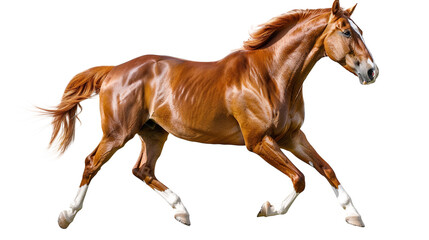 Brown horse isolated on transparent background, PNG