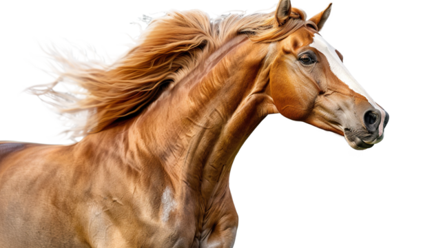 Brown horse isolated on transparent background, PNG
