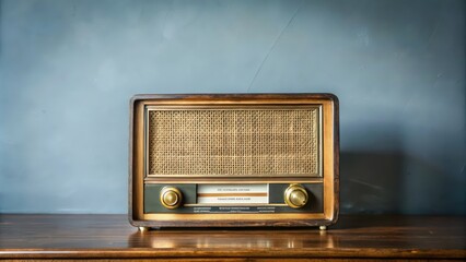 Vintage Wooden Radio Receiver with Gold Knobs