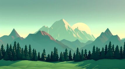 Naklejka premium A Serene Mountain Landscape that boasts a Vintage Aesthetic, perfect for inspiration