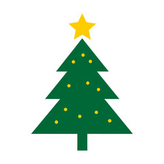 Christmas tree with yellow star icon isolated on white