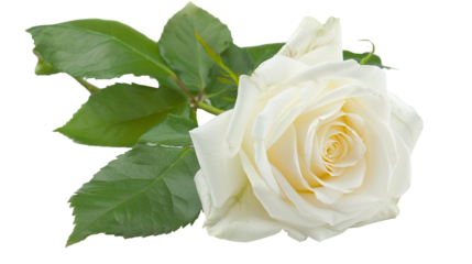 White rose isolated on transparent background, PNG