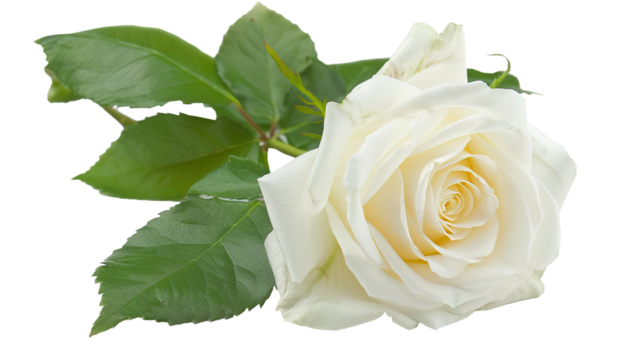 White rose isolated on transparent background, PNG