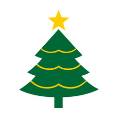 Christmas tree icon with garlands isolated on white