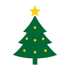 Minimalist Christmas tree with toys isolated on white