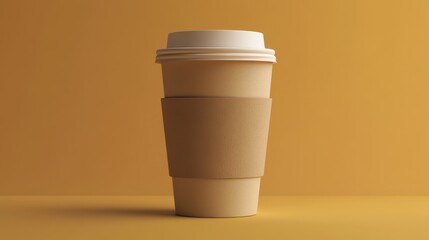 Creative Mockup of Blank Paper Coffee Cup Sleeve for Branding in Realistic 3D Perspective