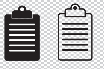 Checklist icon set. Containing clipboard with checkmark, document, checkbox on paper icon vector illustration.